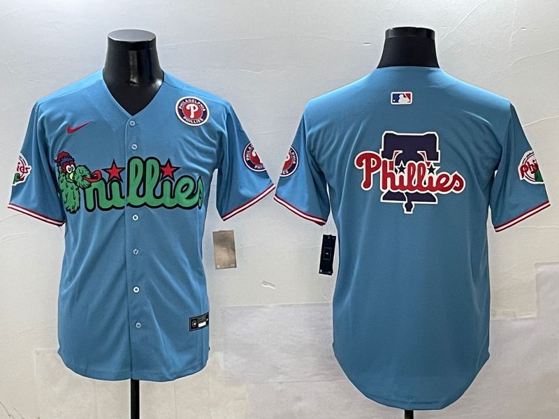 Men Philadelphia Phillies Blank Light Blue three generations Joint Name 2025 Nike MLB Jersey style 5